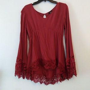 Rue 21 Red Hippie Lacy Top